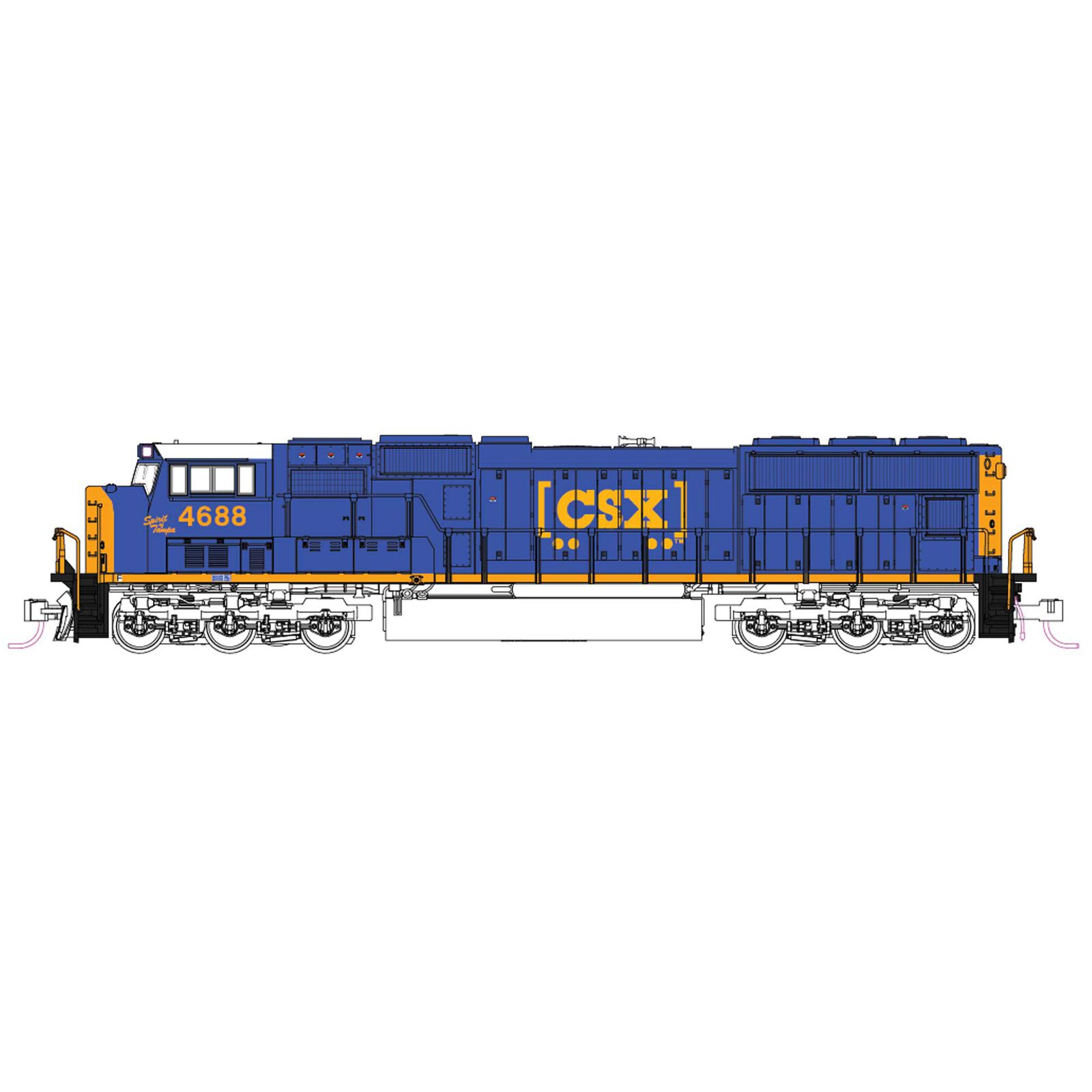 N SD70M Flat Radiator Locomotive, CSX "Spirit of Tampa" #4688 w/ Pre-Installed DCC
