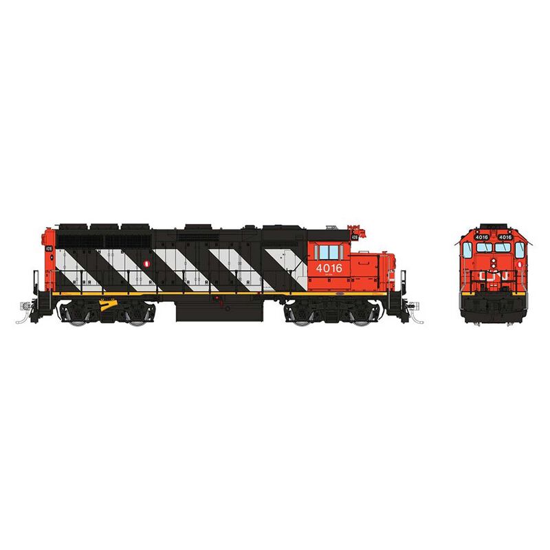 HO EMD GP40 Locomotive with DCC & Sound, CN - Stripes: #4012