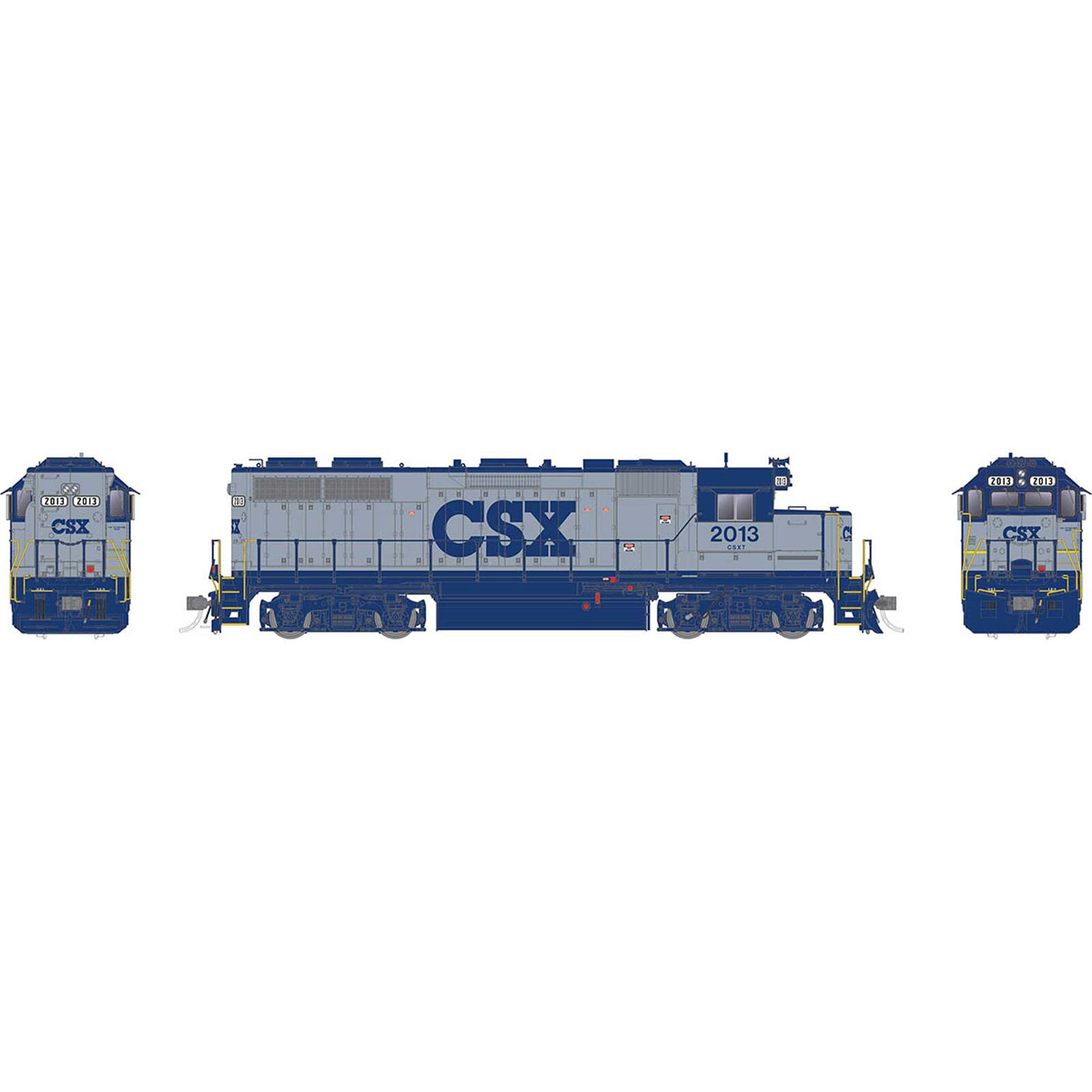 HO EMD GP38 DC Locomotive CSX Grey, Blue #2013