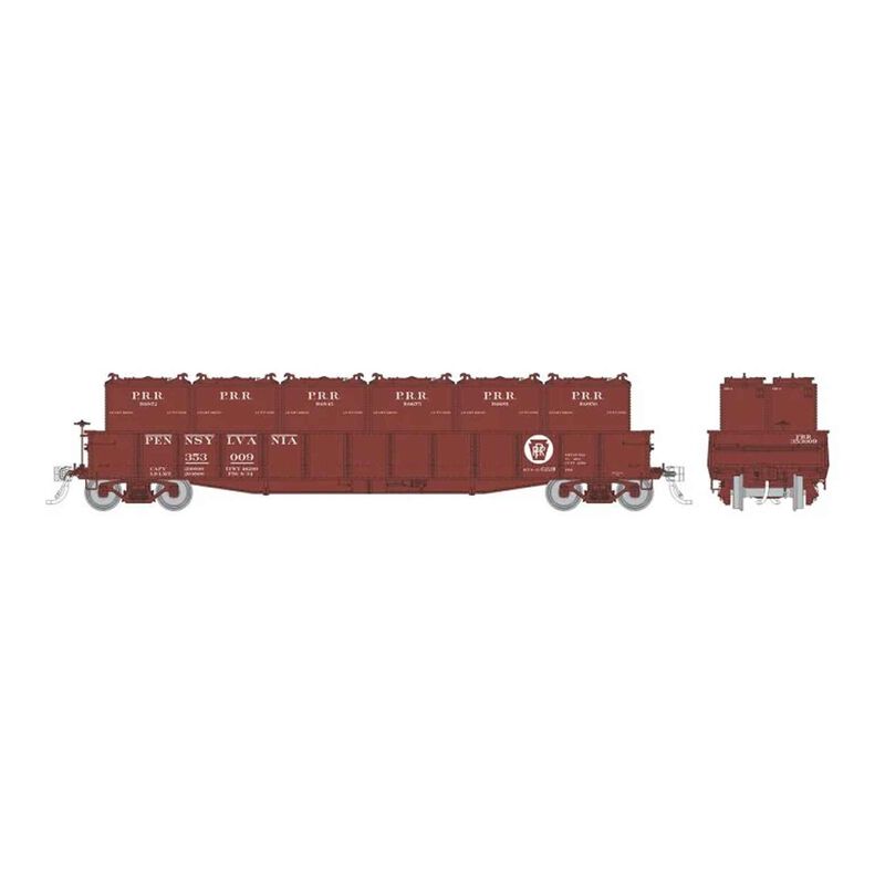 HO G22b Gondola w/containers: PRR - Circle Keystone (AB brakes): Single Car