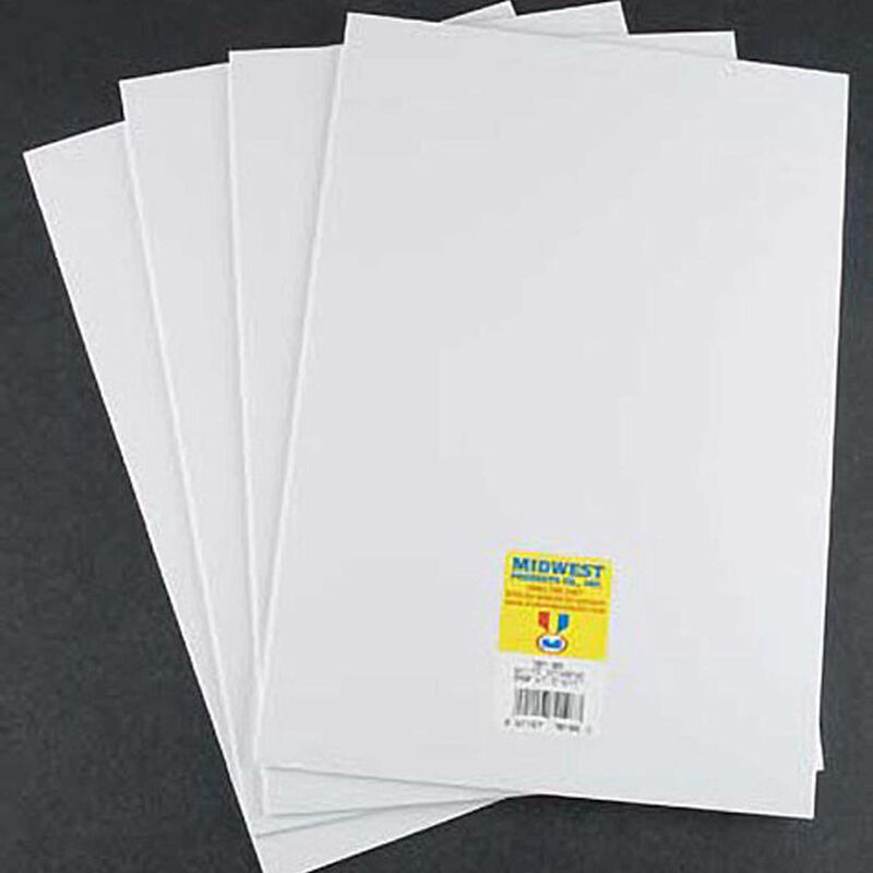 Styrene Sheets, White, .080 x 7.6" x 11" (4)