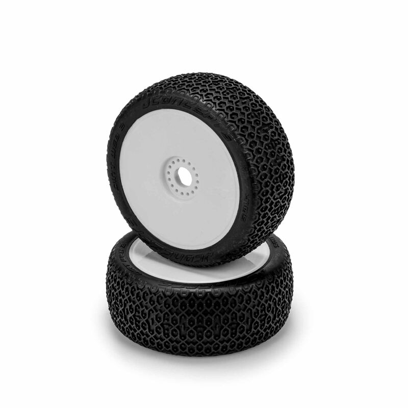 1/8 Dirt Web 2 83mm Pre-Mounted Buggy Tires, White Wheels, Medium Clay Compound (2)