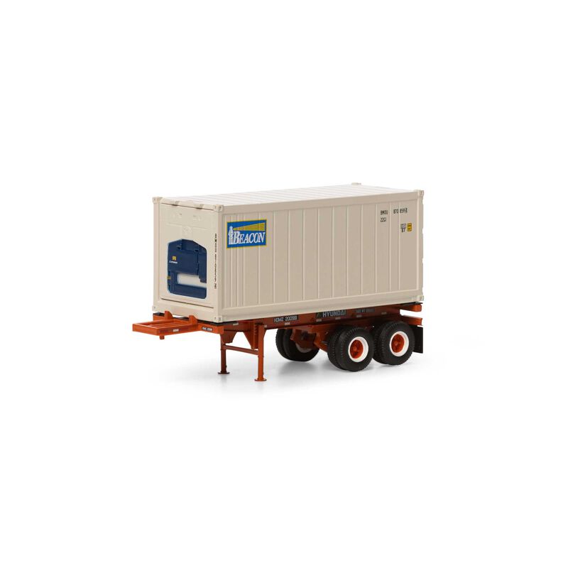 HO RTR 20' Chassis w  Reefer Container Beacon