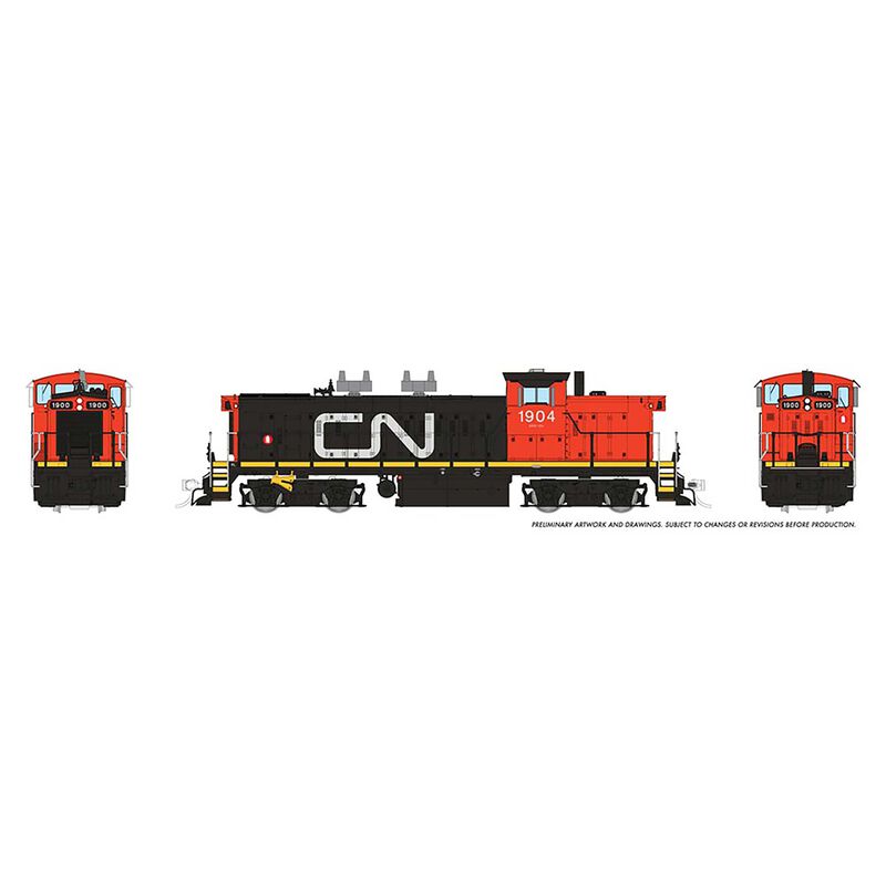 HO GMD-1 Locomotive, with DCC & Sound, CN Noodle Red Cab #1904