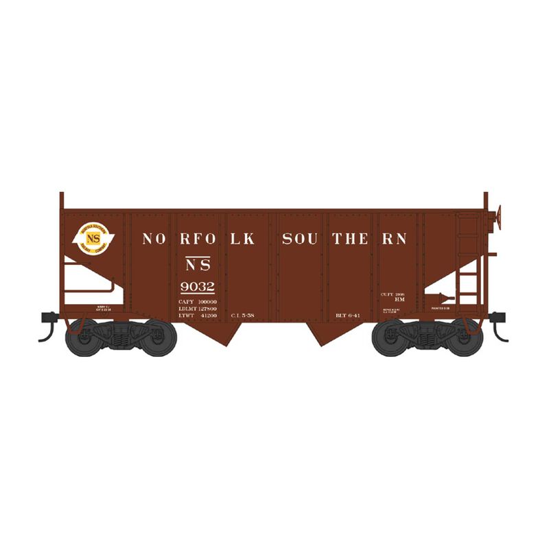 HO 55 Ton Fishbelly Hopper Norfolk Southern Peak End Rd #9038