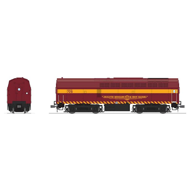 HO RF-16 Sharknose Locomotive B DMIR 729 Maroon & Yellow