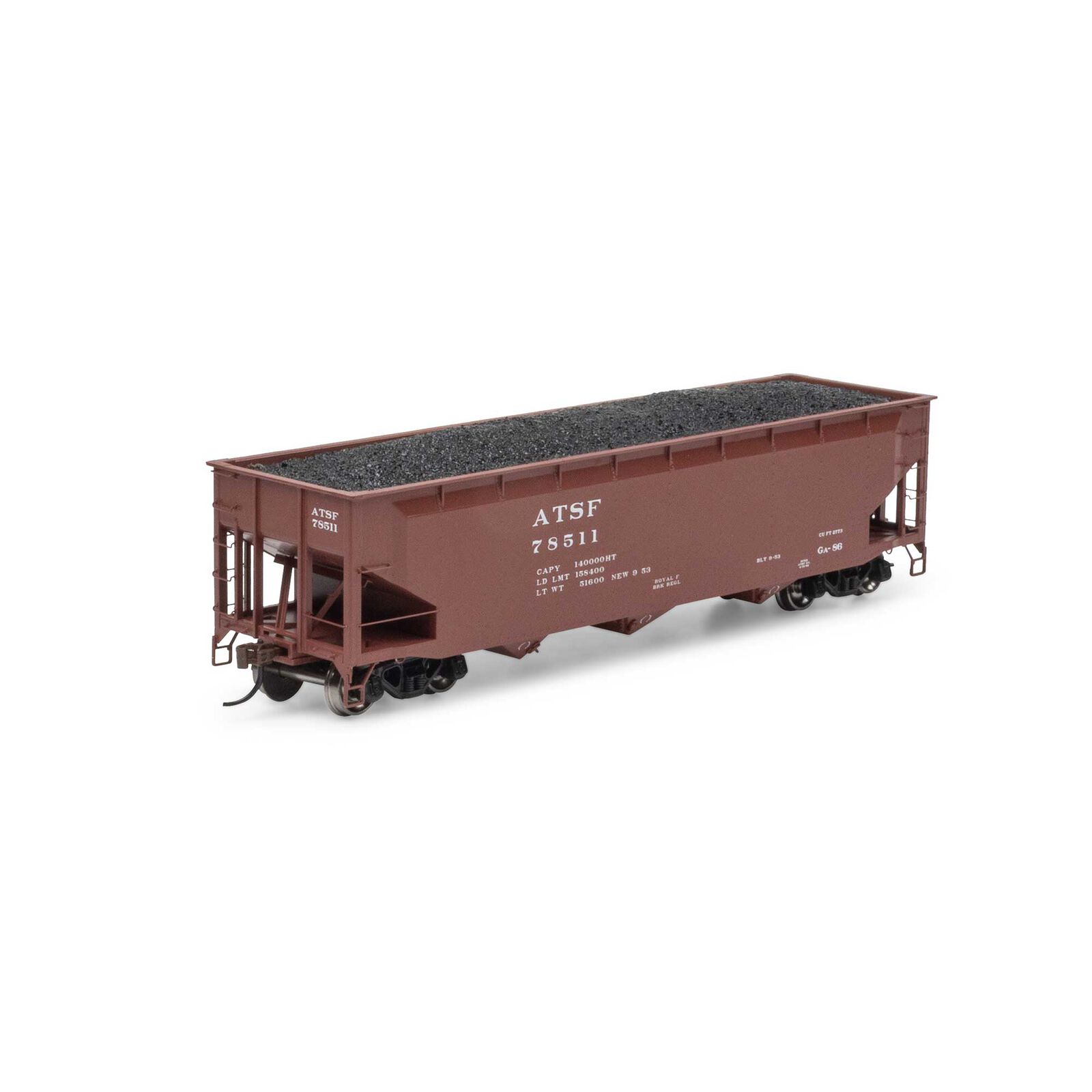 HO 40' Offset Coal Hopper with Load, ATSF #78511