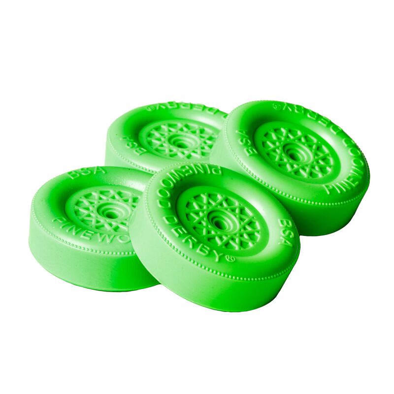Boy Scouts of America Official Pinewood Derby Car Wheels & Axles, Fluorescent Green