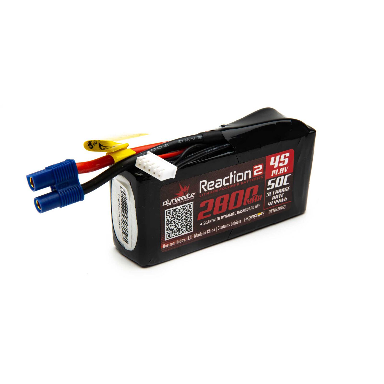 14.8V 2800mAh 4S 50C Reaction 2 LiPo Battery: EC3