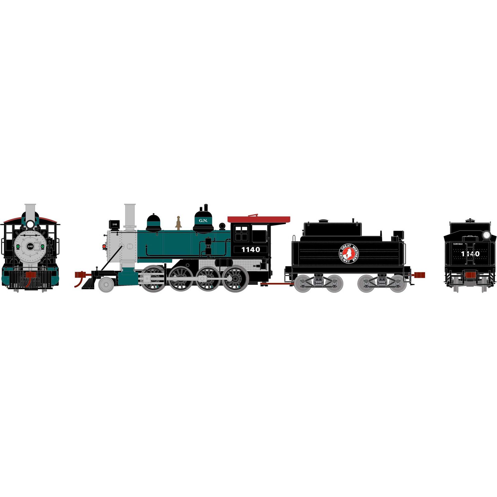 HO Old Time 2-8-0 Locomotive with DCC & Sound, GN #1140
