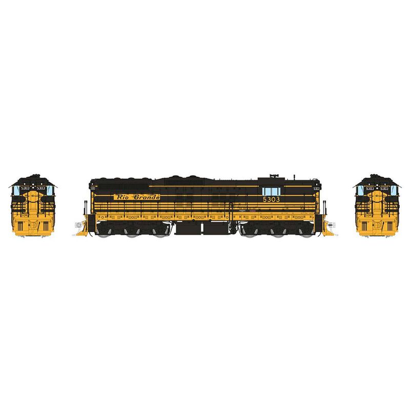 HO EMD SD7 Locomotive with DCC & Sound: Rio Grande - Bumble Bee: #5303