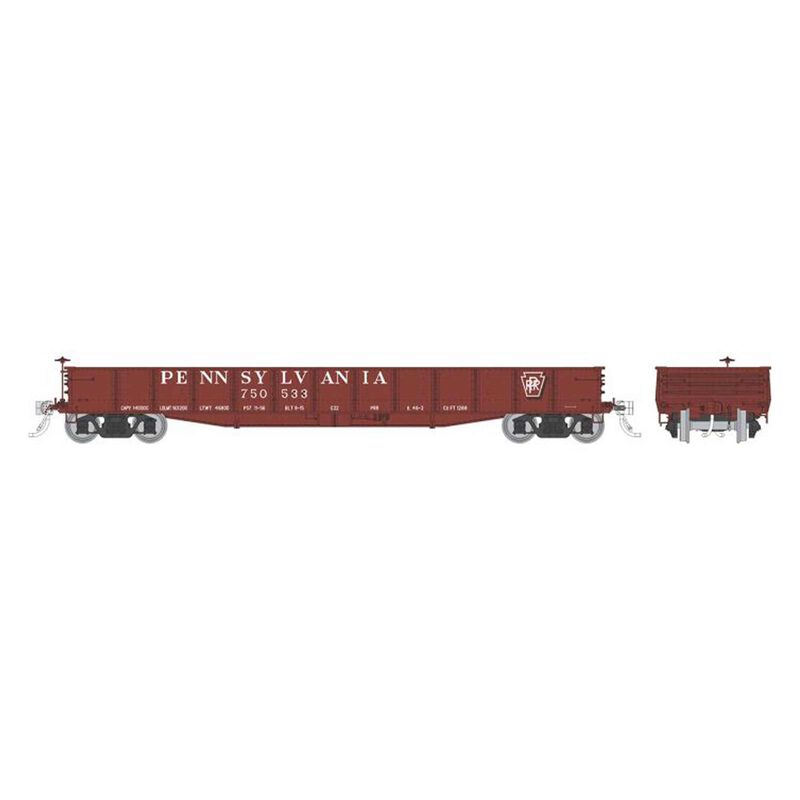 HO G22 Gondola: PRR - Shadow Keystone (AB brakes): 6-Pack
