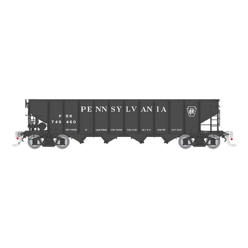HO H21E 4-Bay Hopper: PRR - Black, Plain Keystone