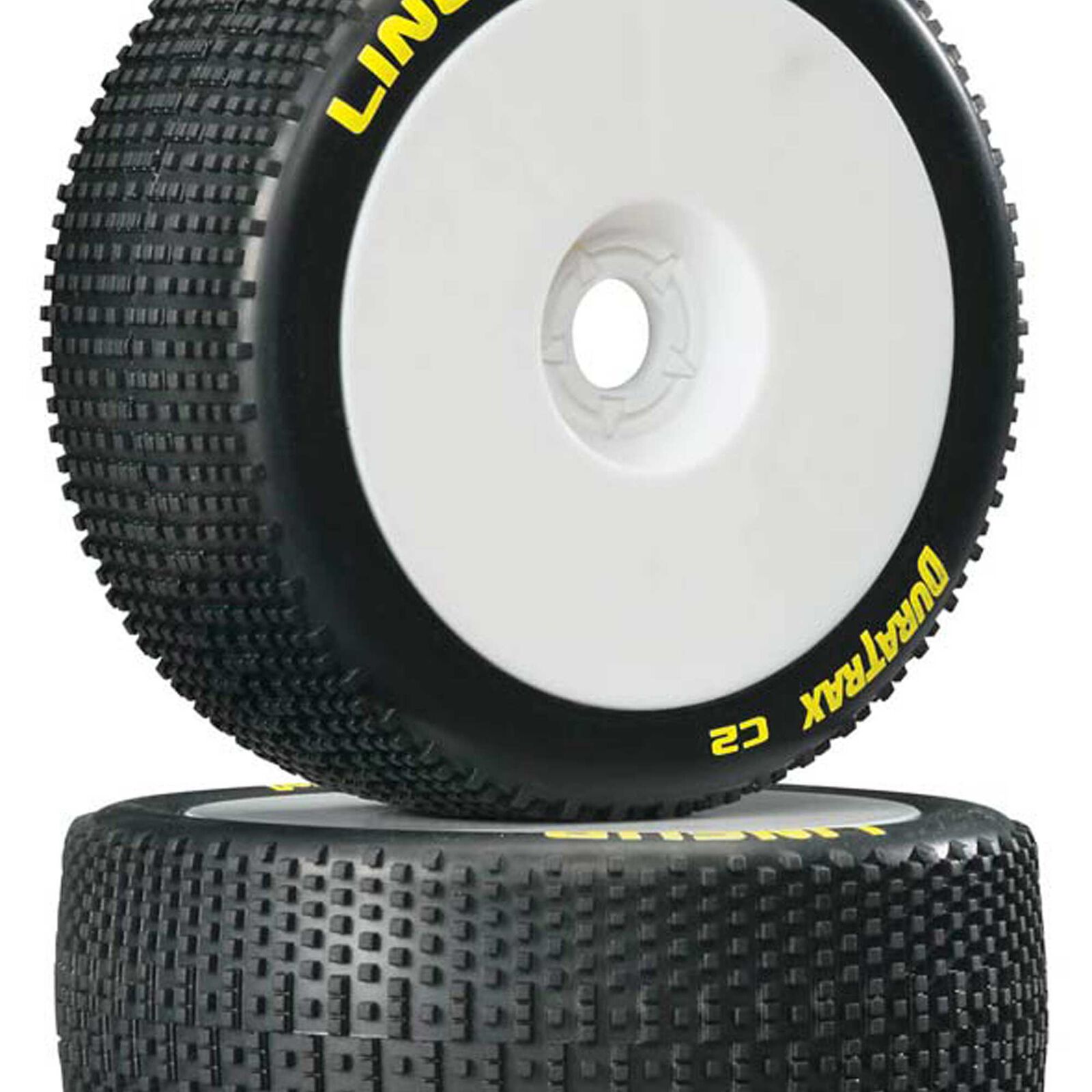 Lineup 1/8 C2 Mounted Buggy Tires, White (2)