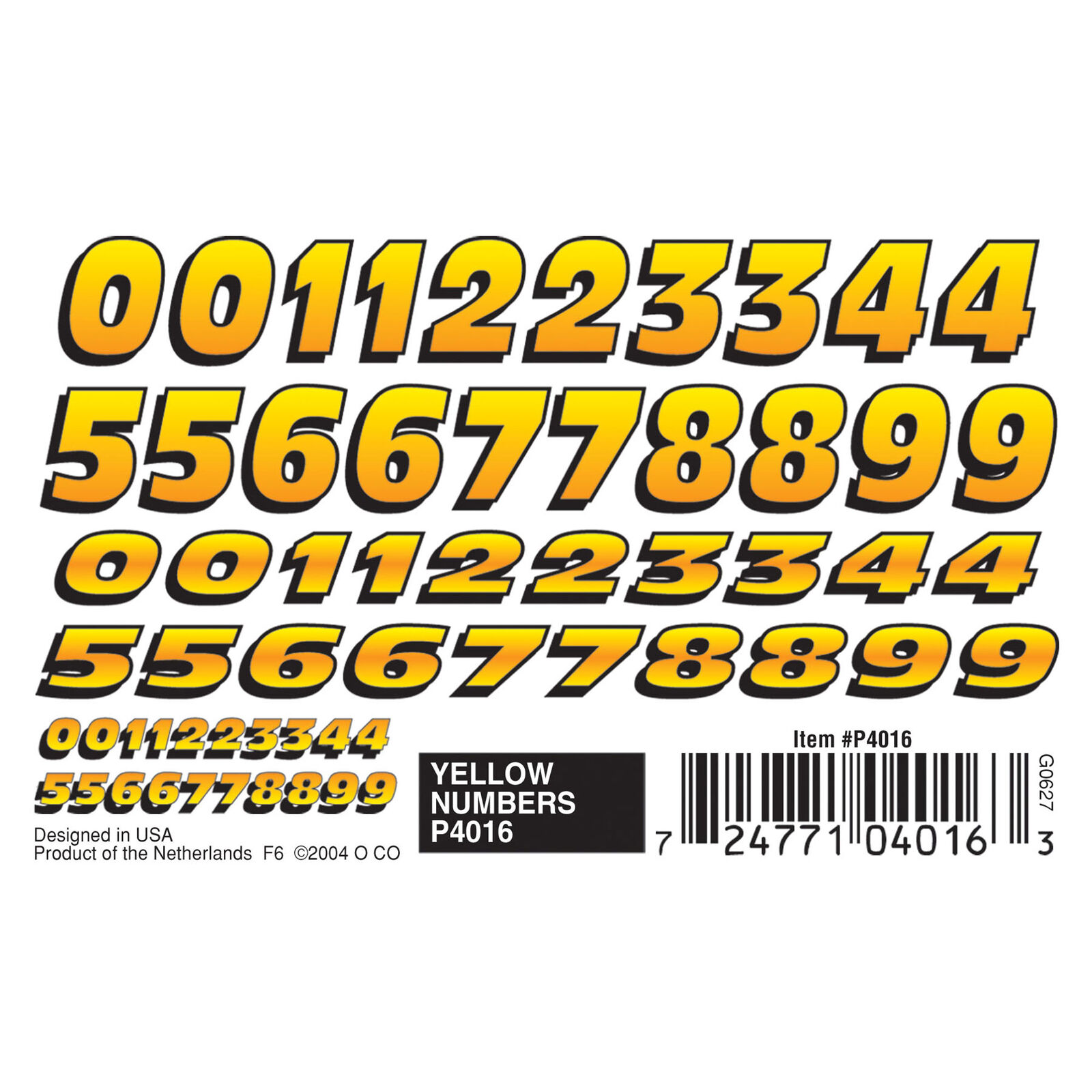 Dry Transfer, Yellow Numbers