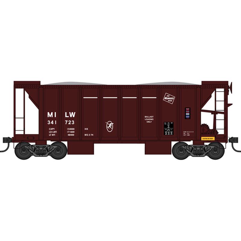 HO 70 Ton 2 Ballast Car with Side Chutes MILW 341740