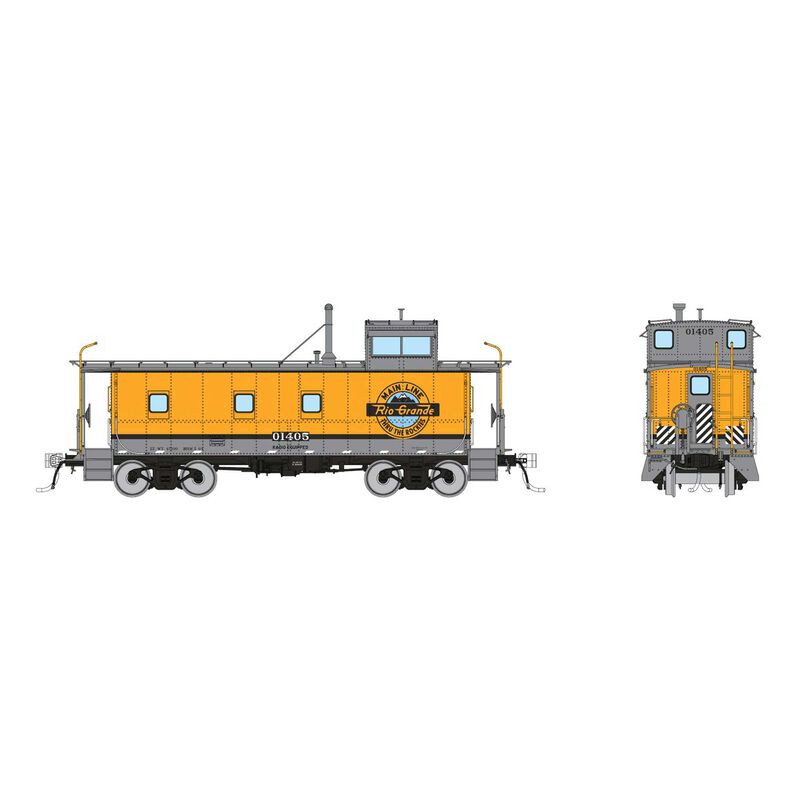 HO D&RGW End Cupola Steel Caboose w/ Post-War Mods: Single Stripe Scheme: #01427