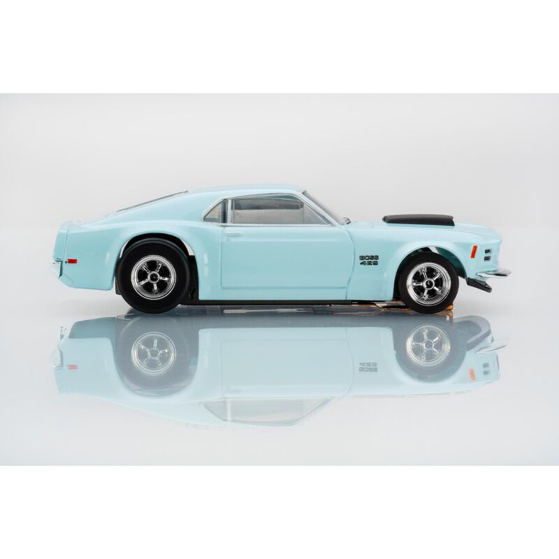 AFX/Racemasters HO 1970 Mustang Boss 429 Mega G+ Slot Car, Pastel Blue