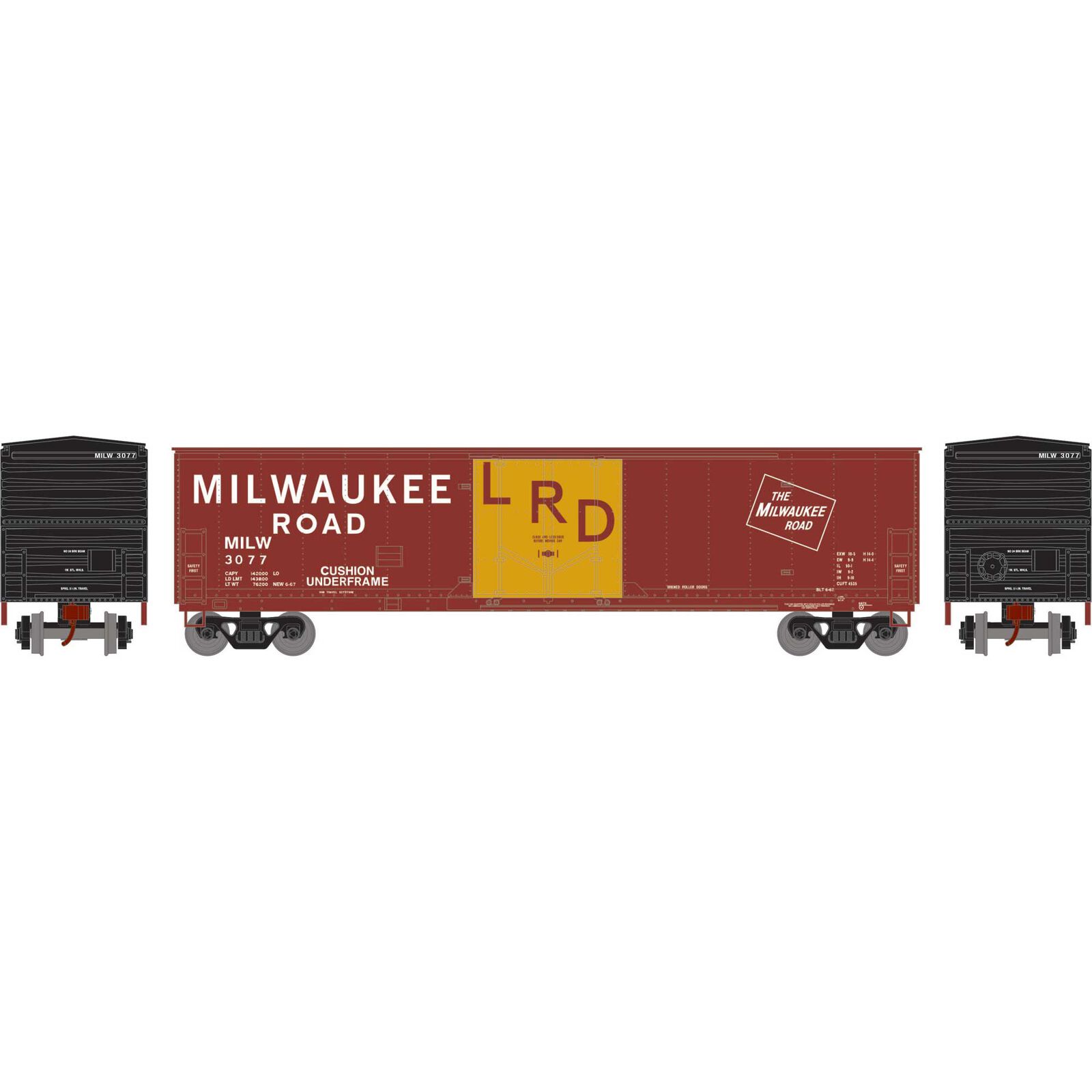 HO 50' Youngstown Plug Door Box Car, MILW #3077