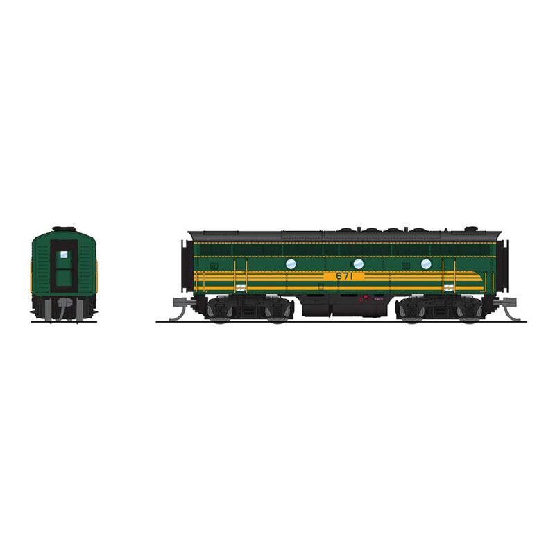 N EMD F3B Locomotive, MEC 671B, Green & Gold