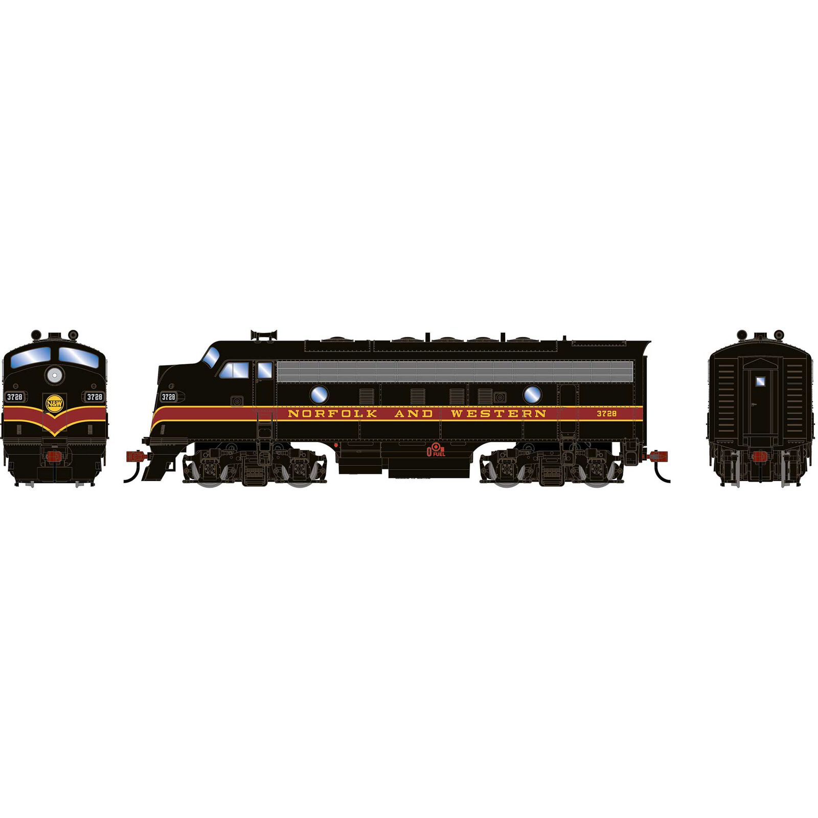 HO RND F7A Locomotive DCC-Ready, NW #3728