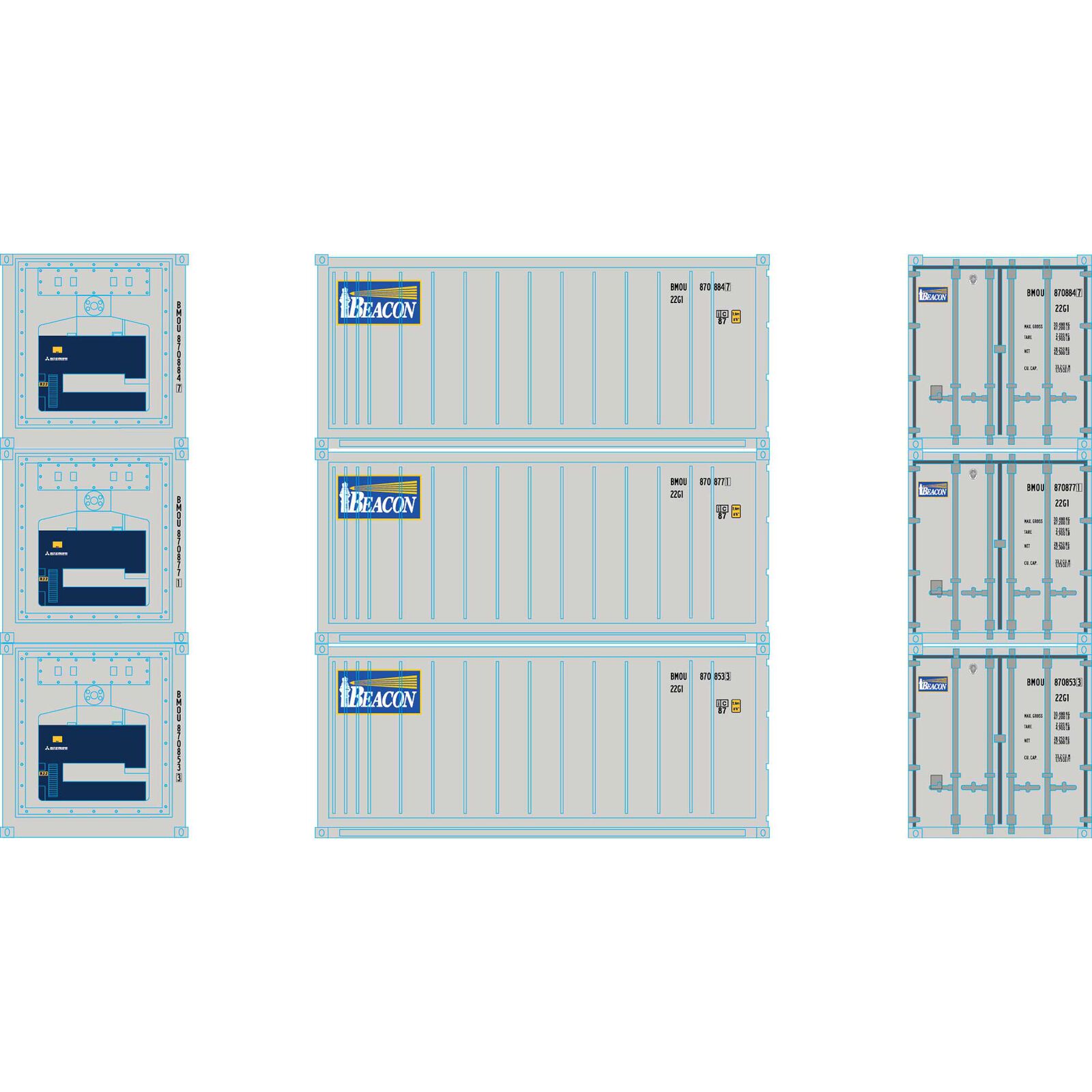 HO RTR 20' Reefer Container Beacom (3)
