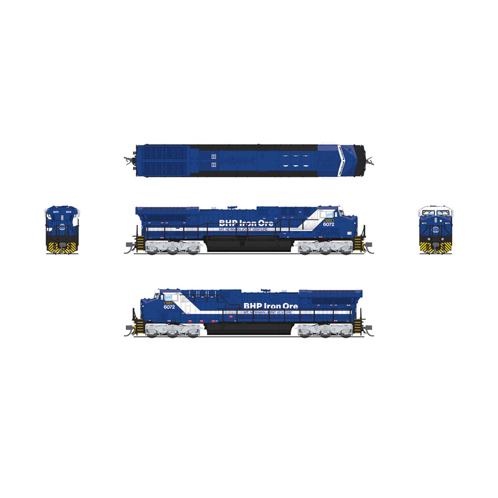 N GE AC6000 Locomotive with DCC & Sound, BHP Iron Ore #6072, Blue & White, "Hesta"