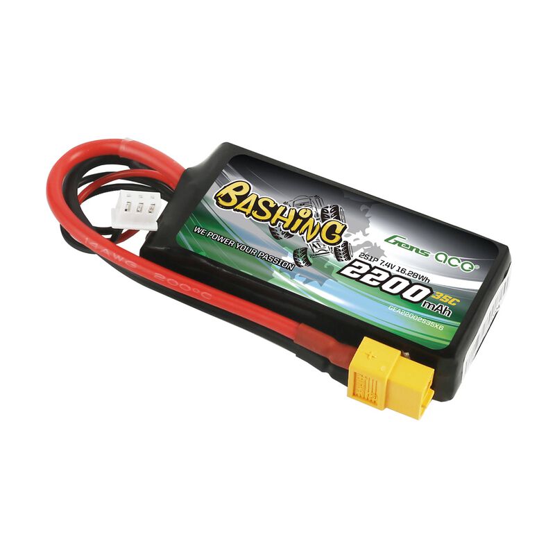 7.4V 2200mAh 2S 35C LiPo Battery: XT60