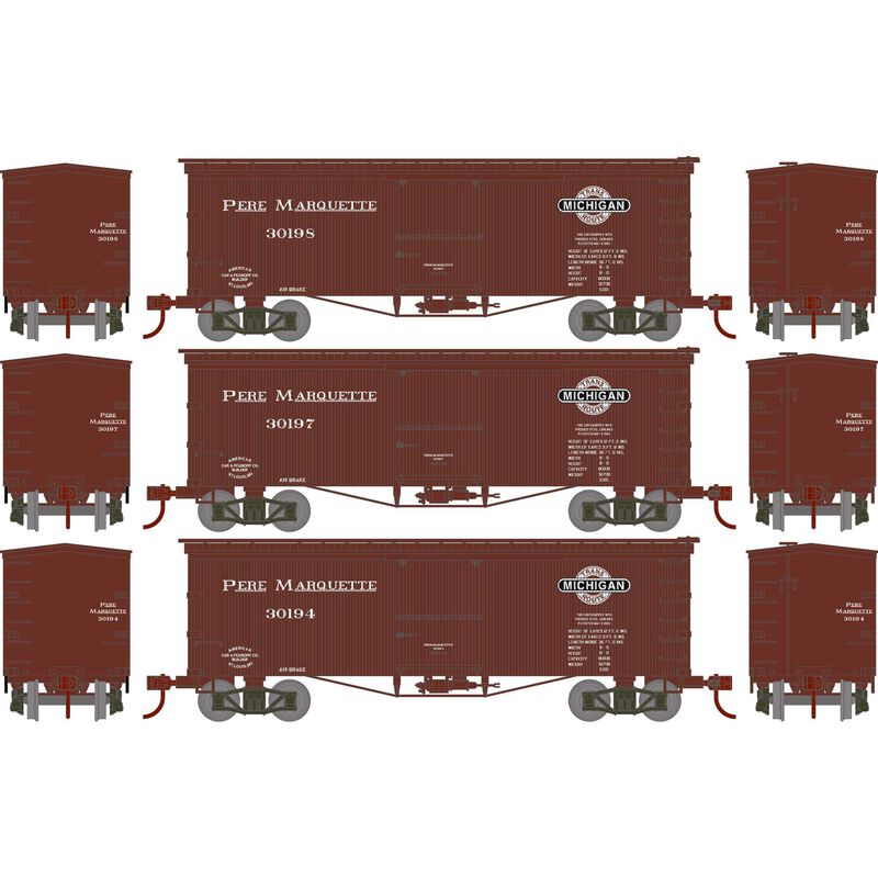 HO RND 36' Old Time Box Car, PM #30194/30197/30198 (3)