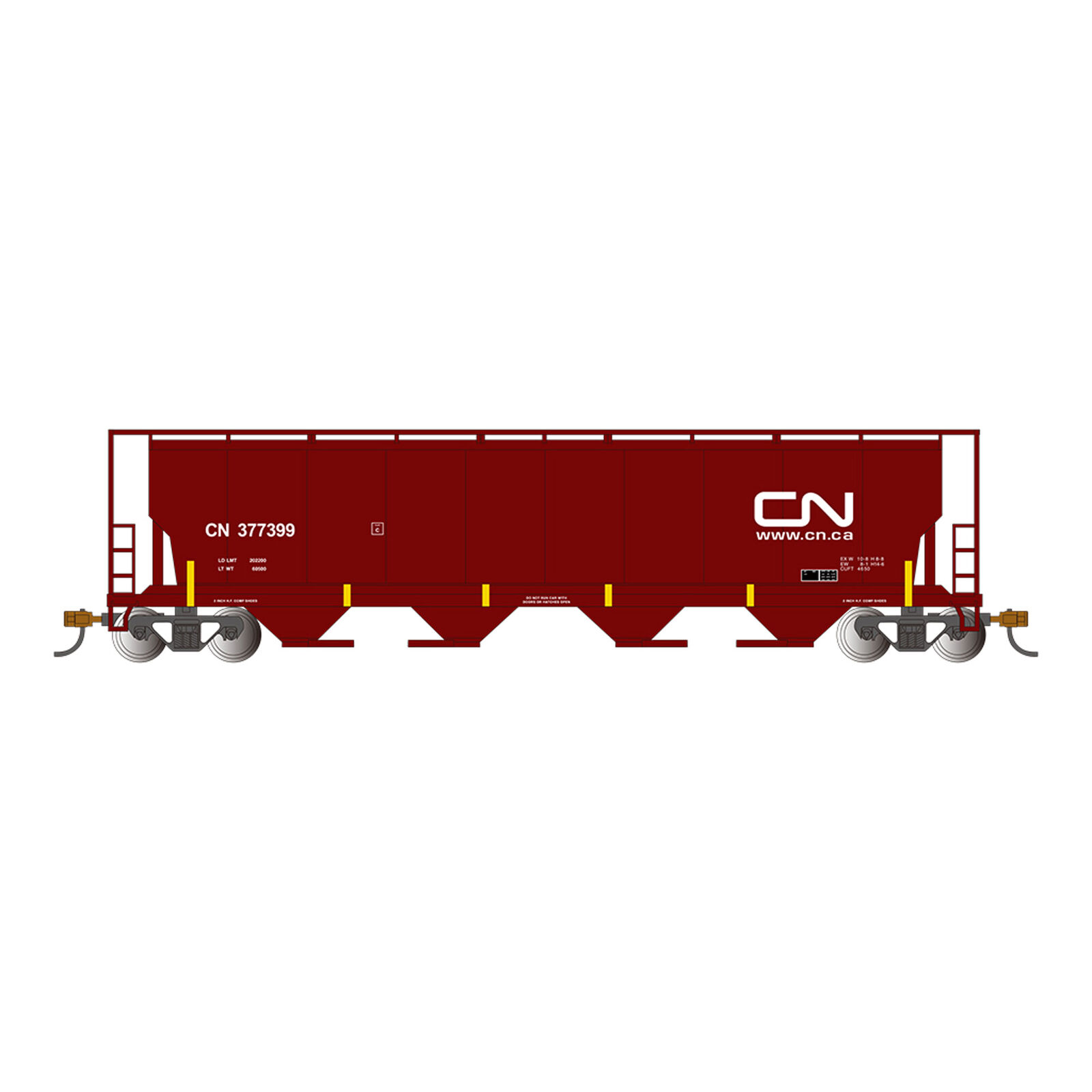 HO 4-Bay Cylindrical Hopper with FRED, CN/Oxide Red