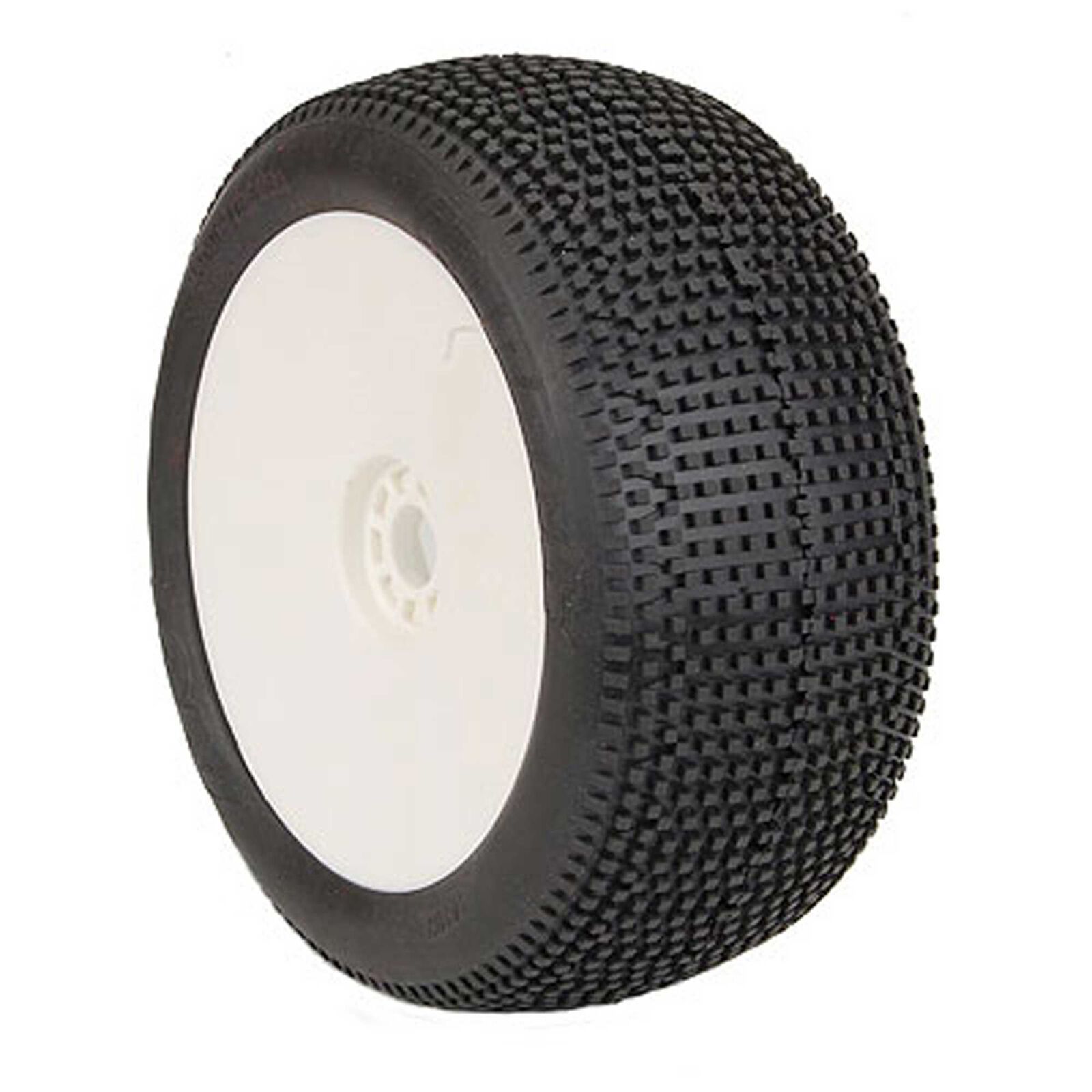 1/8 EVO Impact Soft Long Wear Pre-Mounted Tires, White Wheels (2): Truggy