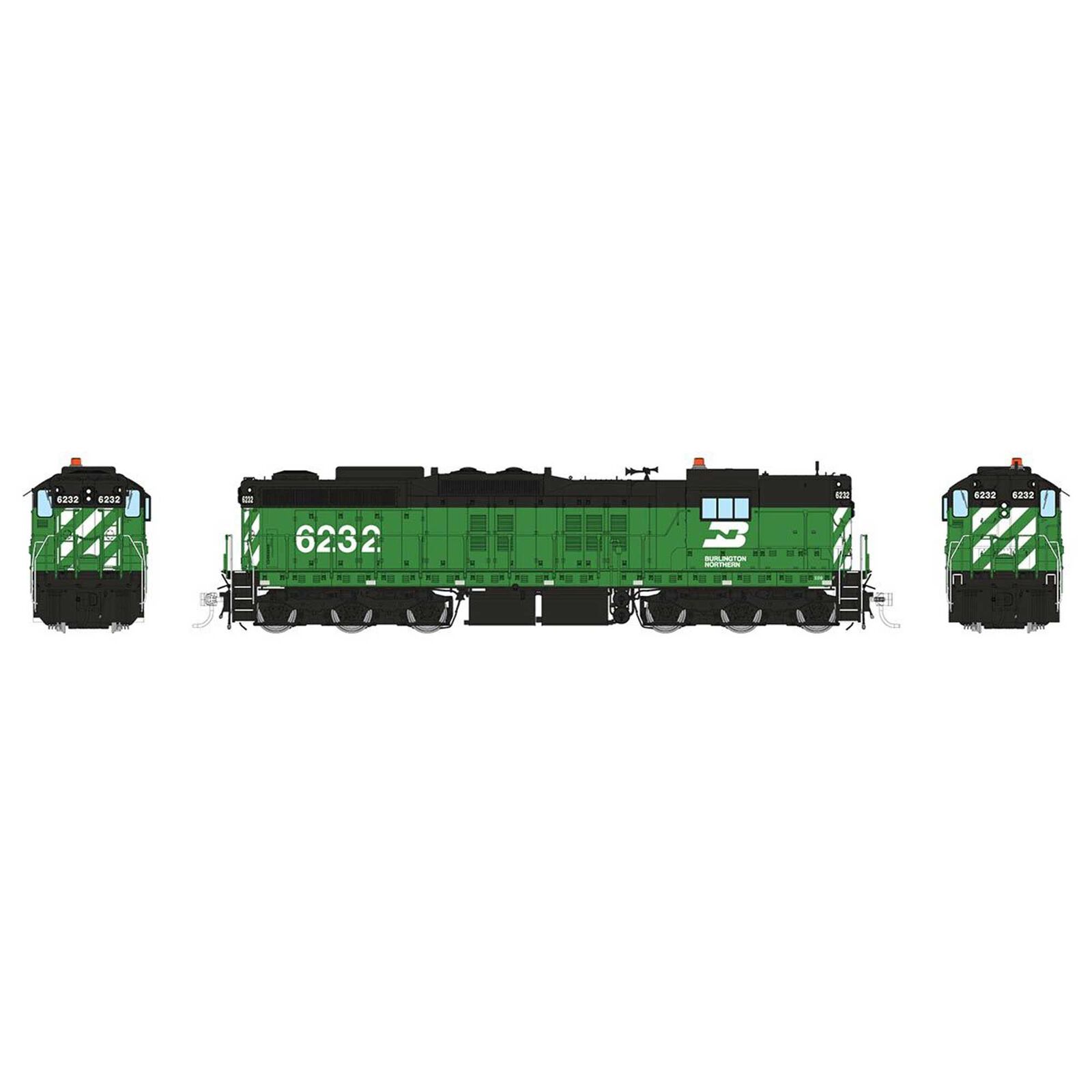 HO EMD SD9 Locomotive with DCC & Sound: Burlington Northern: #6232