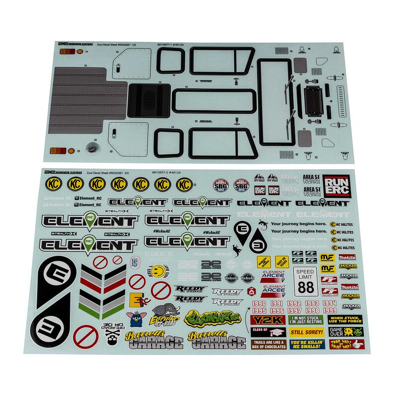 Decal Sheets, 1/10 Element Enduro Zuul