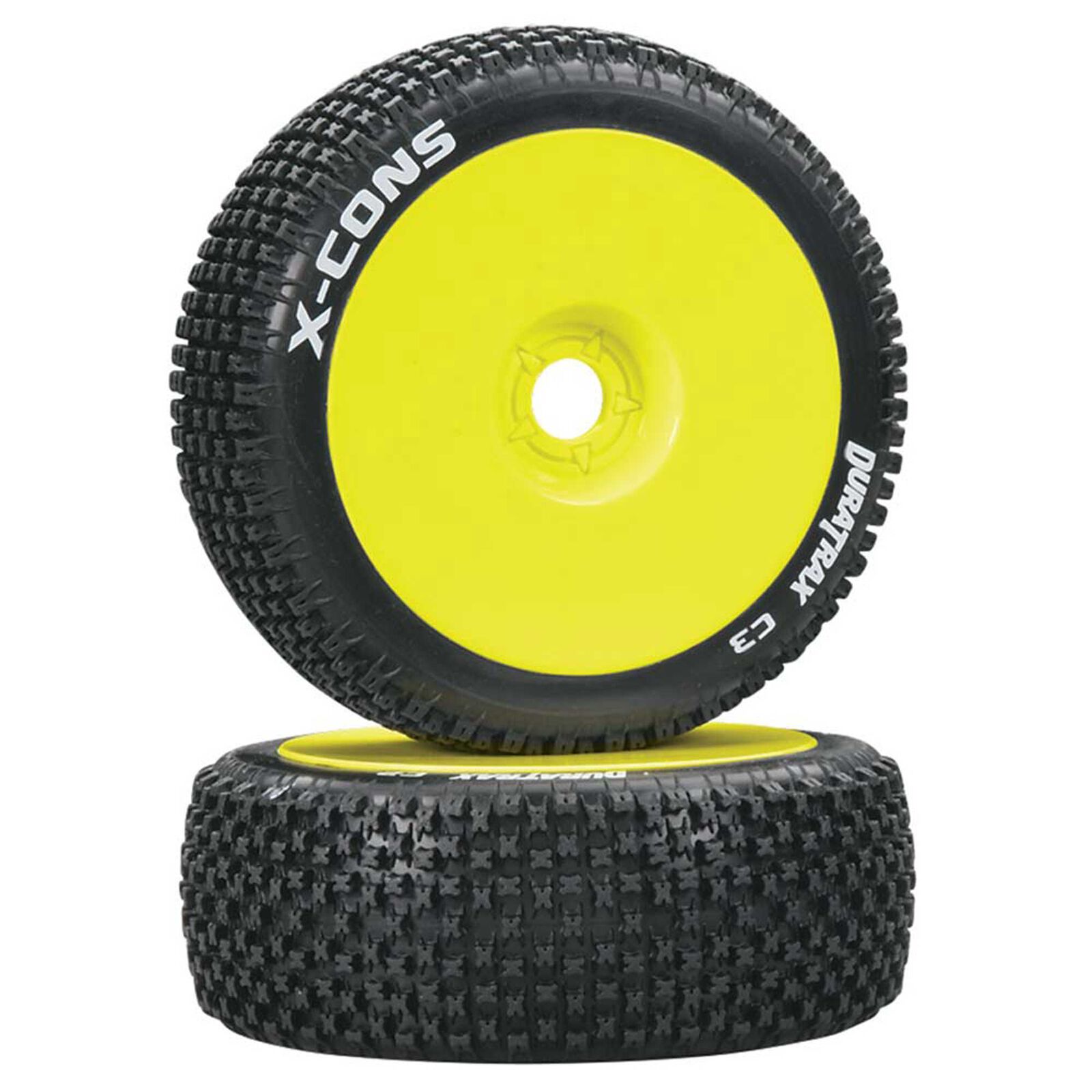 X-Cons 1/8 C3 Mounted Buggy Tires, Yellow (2)