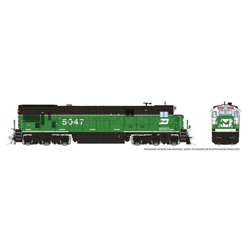 HO C36-7 DC/DCC/Sound: Burlington Northern - Whiteface w/ stripe: #5047