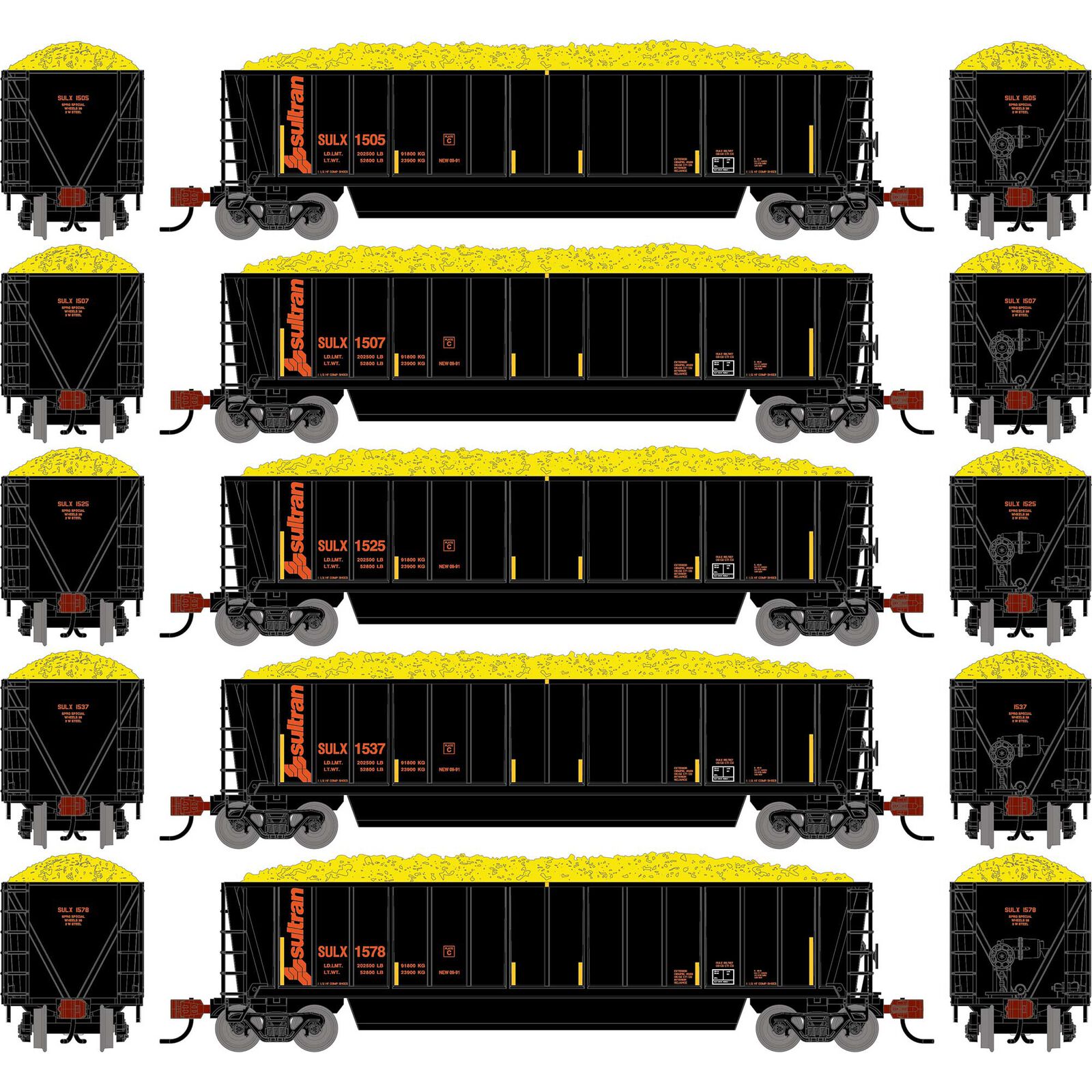 N ATH Berwick Bathtub Gondola, SULX w/Load #1505/1507/1525/1537/1578 (5)