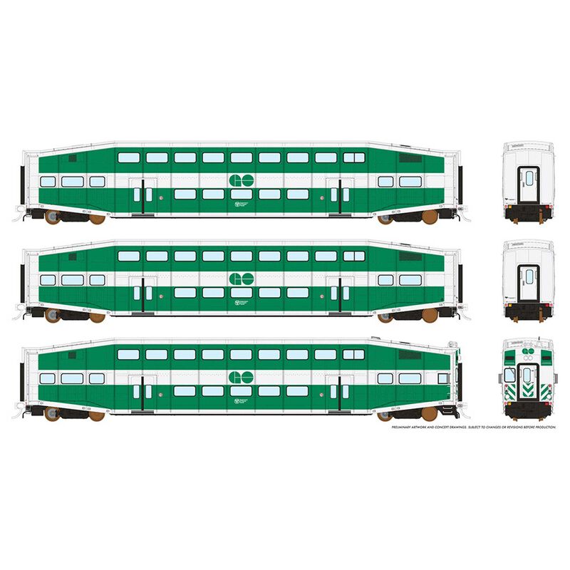HO BiLevel Commuter Car - GO - Early: Set #2