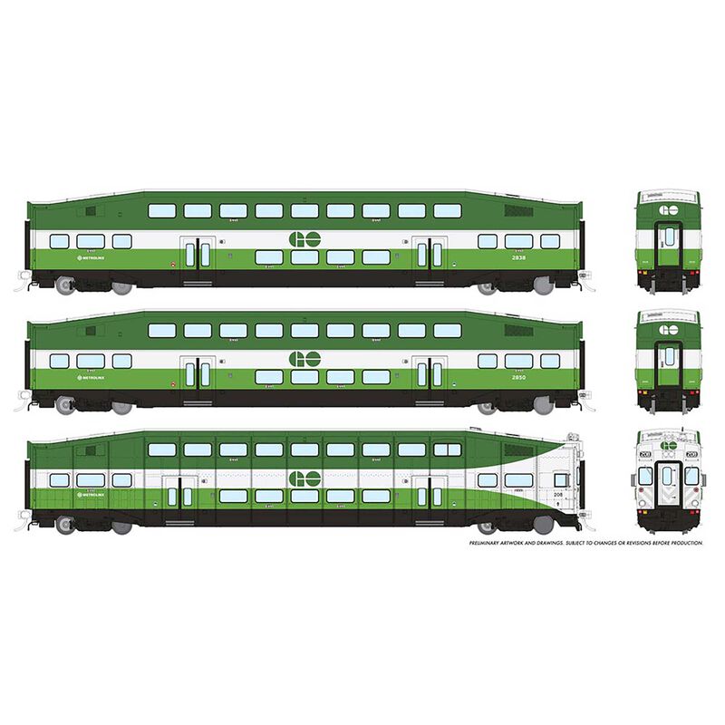 HO BiLevel Commuter Car GO/MX Set #1