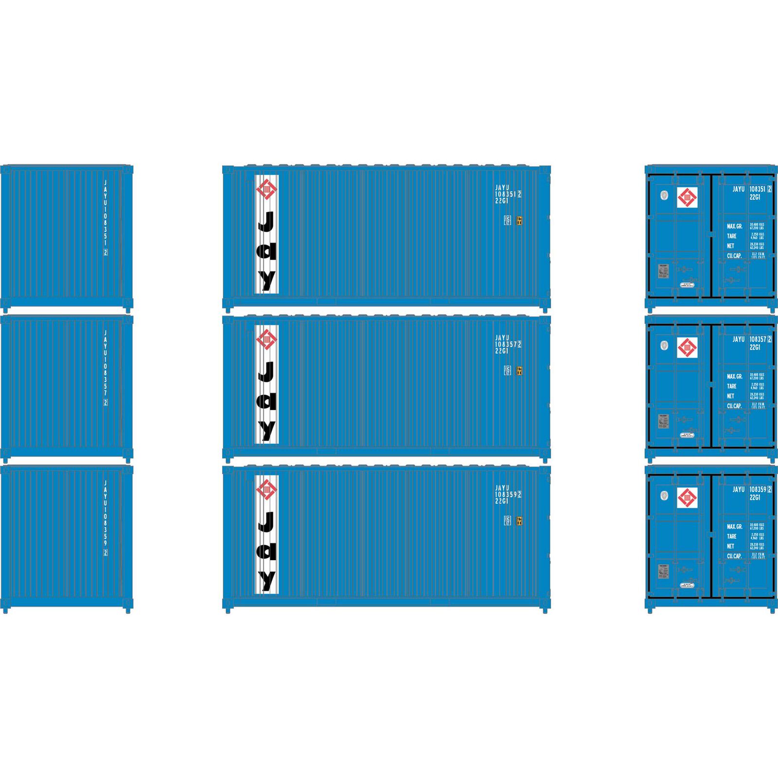 N ATH 20' Corrugated Containers, JAYU #1083512/1083572/1083592 (3)