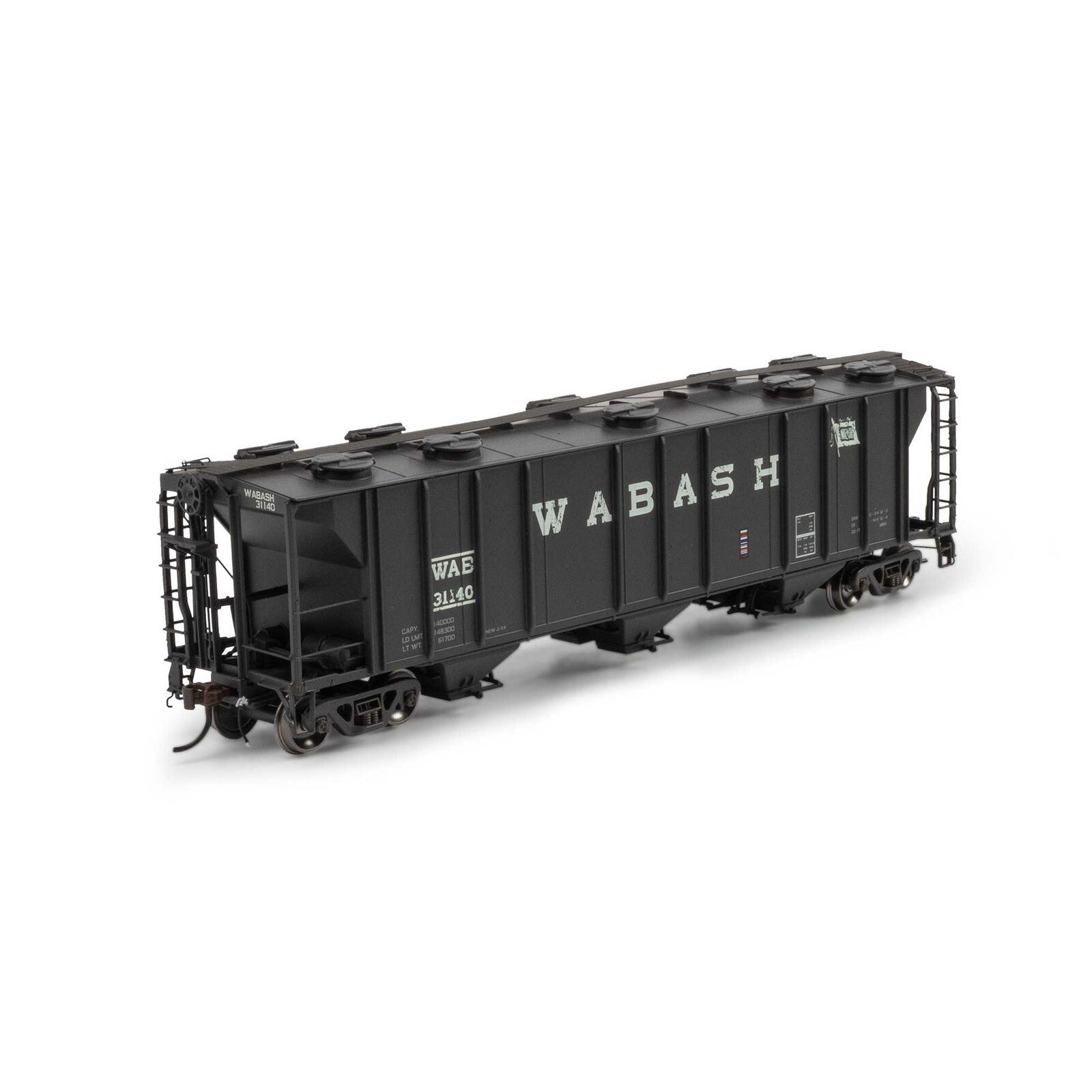 HO PS-2 2893 3-Bay Covered Hopper, WAB Primed for Grime #31140