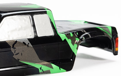 Pre-Painted Green Tear Livery for the Pro-line Pre-Cut Coyote High Body for Axial SCX30