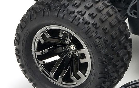 dBoots® FORTRESS SCT Multi-terrain Tires on Black Chrome Multi-spoke Wheels