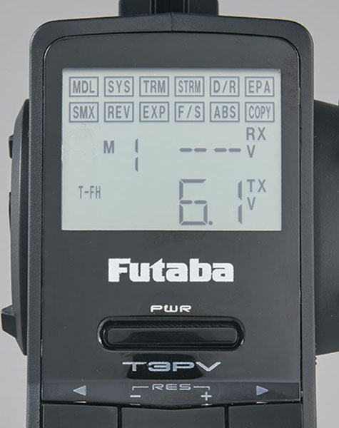 Futaba 3PV 3-Channel T-FHSS Telemetry System - Screen