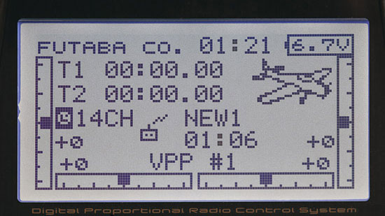 Futaba 14SGA 14-Channel Air Computer System - Home Screen