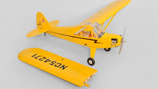 Phoenix Model Piper J-3 Cub GP/EP ARF - Two-piece wing with Y-Clark airfoils.