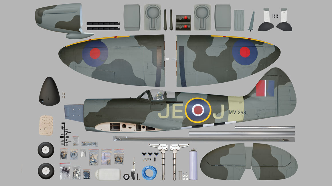Phoenix Model Spitfire EP/Gas ARF
- Includes 