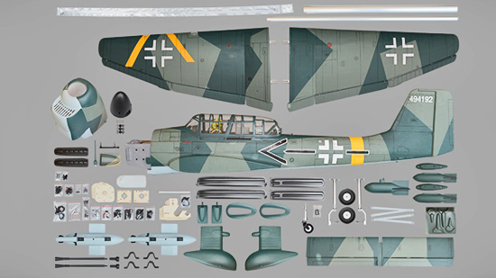 Phoenix Model Stuka Ju 87 GP/EP 61cc ARF - Parts Layout