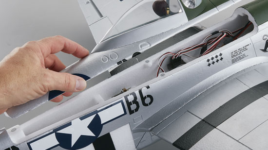 Tower Hobbies P-51D Mustang MKII EP Silver Scheme Warbird Rx-R - hand holding canopy
