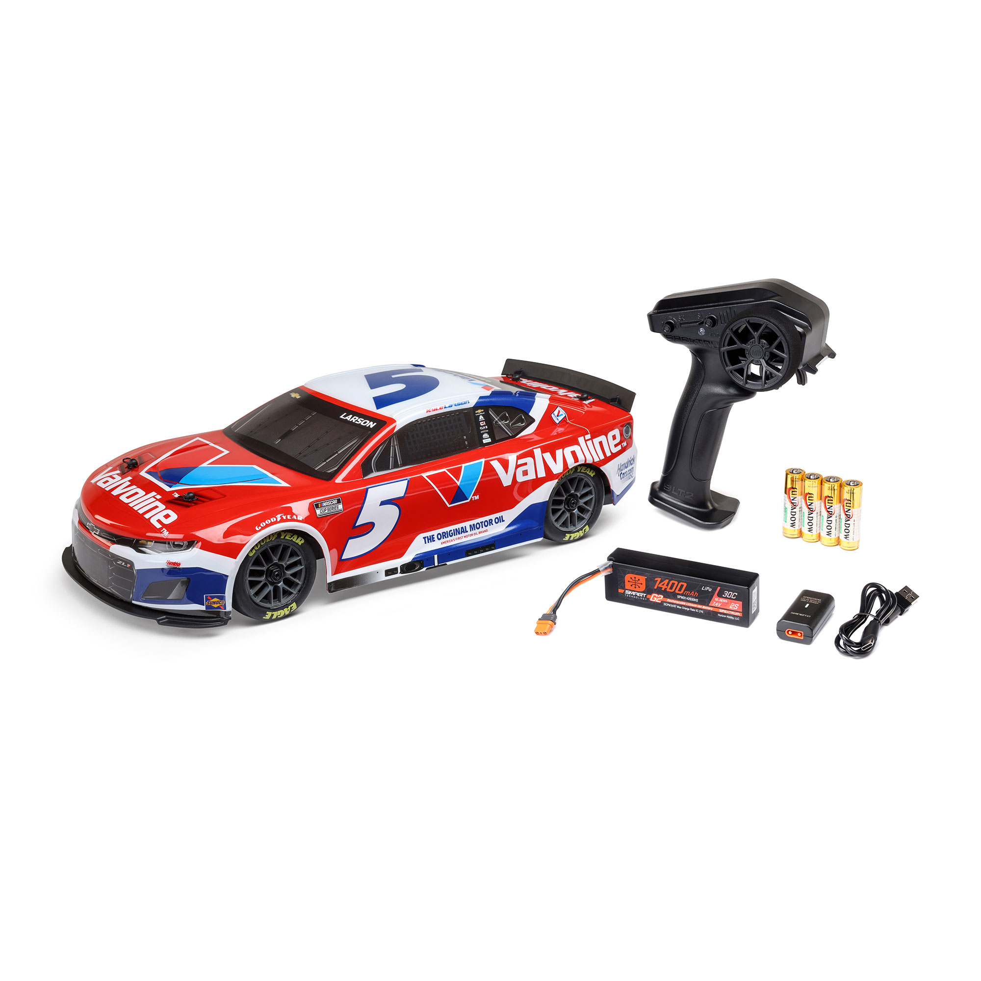 1/12 NASCAR RC Race Car Kyle Larson No. 5 Valvoline 2025 Chevrolet Camaro ZL1 2S AWD RTR Brushed On-Road (Battery & Charger Included)