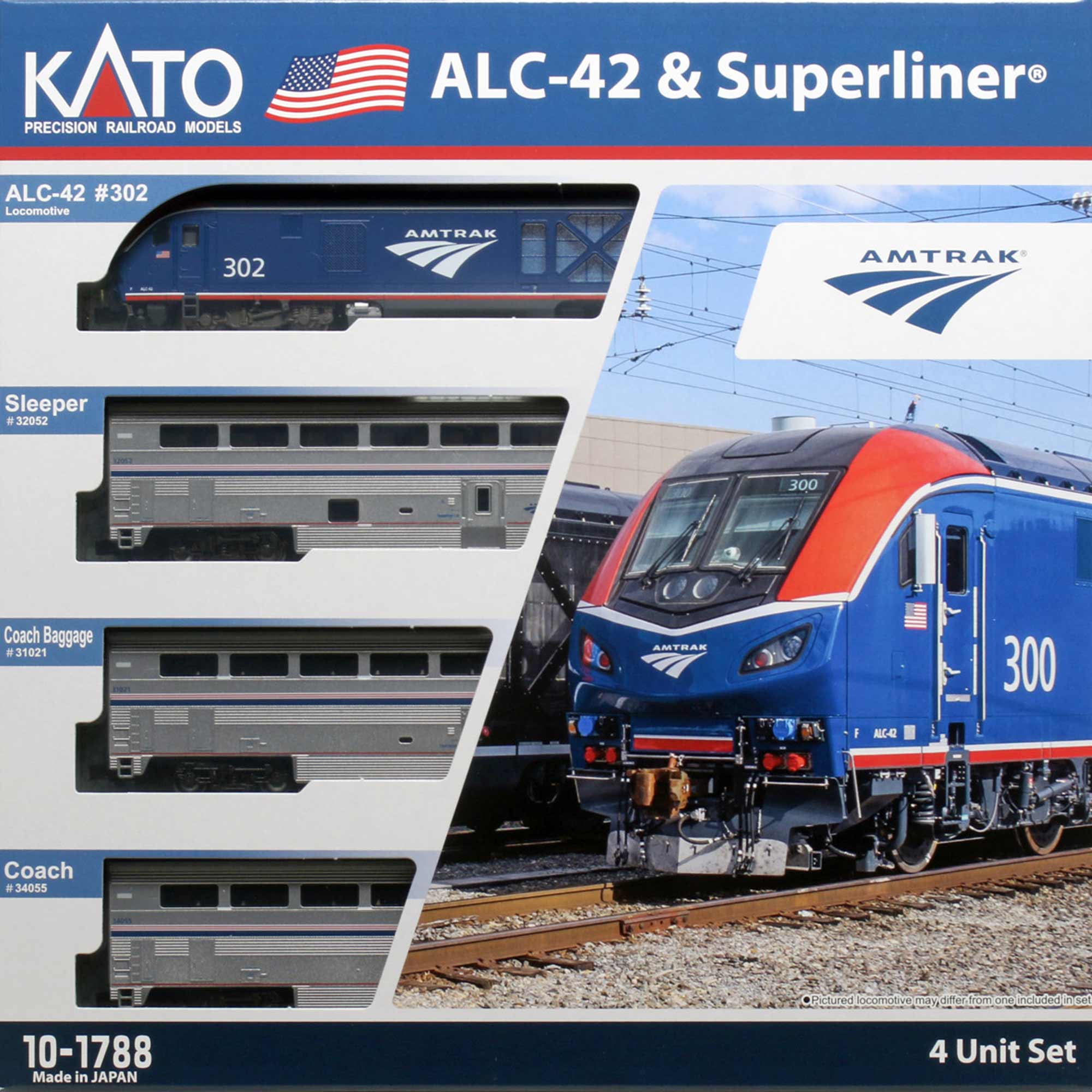 Kato USA, Inc. N Amtrak ALC-42 Locomotive & Superliner Phase VI 4